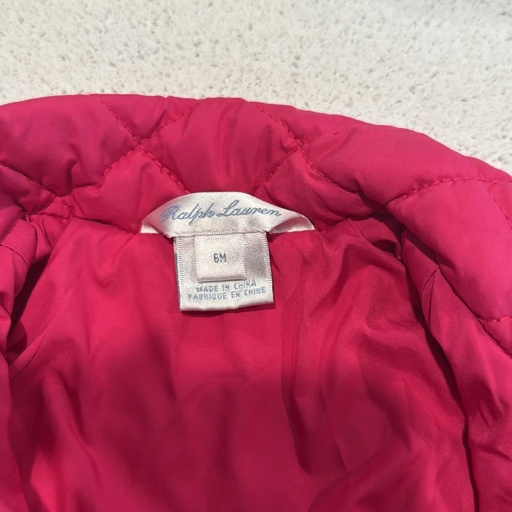 Ralph Lauren 6 months baby girls quilted jacket pink